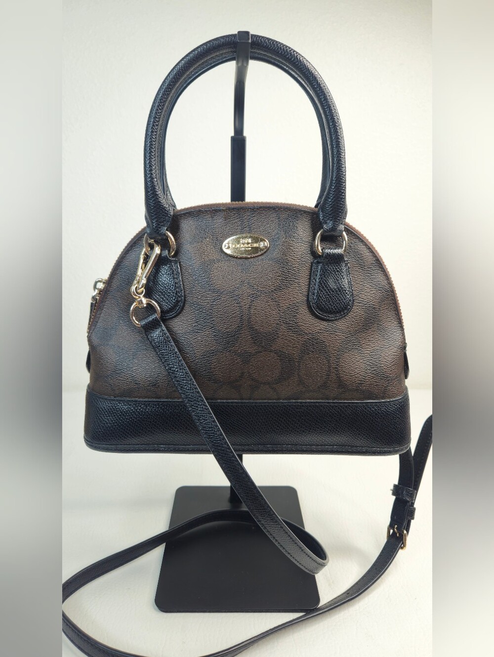 Coach Y2K • Mini Sierra Satchel • F27583 • Brown Black Signature • Two-way